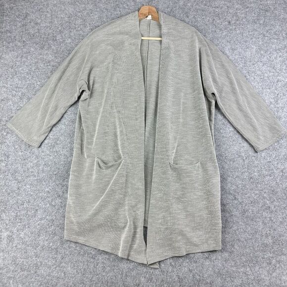 Anthropologie Donni Cardigan Sweater Duster Gray Striped OSFA One Size S M L XL - Picture 1 of 15